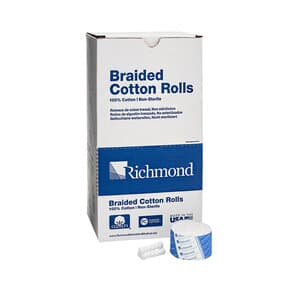Richmond Braided Cotton Rolls, Non-Sterile, Small, 5/16" x 1 1/2", 2000/Pk, 201210 thumbnail 17