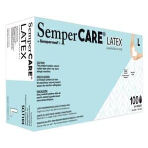 SemperCare Latex Exam Gloves, Powder Free, Non-Sterile, Micro-Textured, Large, Cream, 100/Box thumbnail 11