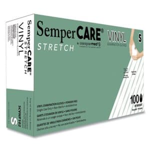 SemperCare® Stretch Vinyl Exam Gloves, Powder-Free, Latex-Free, Smooth, Small, Cream, 100/Box, SCVNP102 thumbnail 11