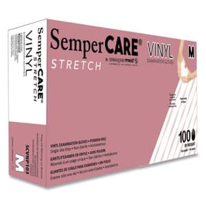 SemperCare® Stretch Vinyl Exam Gloves, Powder Free, Non-Sterile, Medium, White/Cream, 100/Box, SCVNP103 thumbnail 11