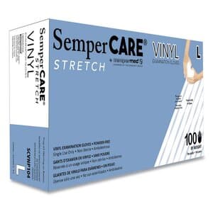 SemperCare Stretch Vinyl Exam Gloves, Powder Free, Non-Sterile, Large, Cream, 100/Box, 10 Boxes/Case thumbnail 11