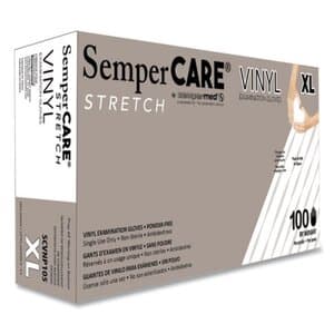 SemperCare Stretch Vinyl Exam Gloves, Powder-Free, Smooth, Cream, X-Large, SCVNP105 thumbnail 9