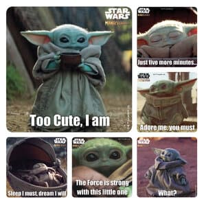 Sherman Specialty Baby Yoda (Grogu) Stickers, 2.5" x 2.5", 6 Assorted Designs, 100/Roll, PS705 thumbnail 5