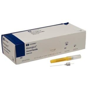 Monoject 401 Metal Hub Dental Needle, 27 Gauge, Long, Sterile, 100/Box - 27GA Long Needle Metal Hub 401 Series (100) - Image 1