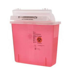 SharpsStar In-Room Sharps Container, 5-Quart, Red, with Counter-Balanced Lid, 20/Case - 5-Quart In-Room Sharps Container - Image 1