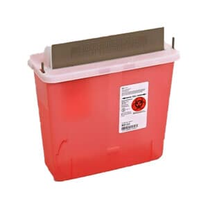 Cardinal Health In-Room 5qt Red Sharps Container with Mailbox Lid, 20/Case - In-Room 5qt Red Sharps Container w/Mailbox Lid - Image 1