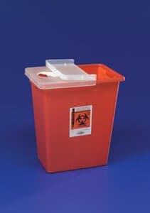 SharpSafety Large Volume Sharps Container, 8 Gallon, Red, Hinged Lid, 8980 thumbnail 3