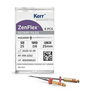 ZenFlex NiTi Rotary Shaping Files, .25/.06, 25mm, Non-Cutting Tip, 6/Pk, 818-2252 thumbnail 12