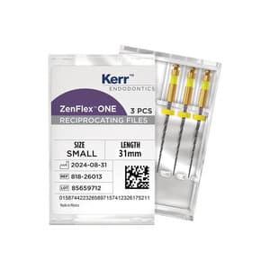 ZenFlex™ ONE Reciprocating NiTi File, Small, Yellow, .20/.06, 31mm, 3/Pk, 818-2603 thumbnail 8