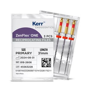 Kerr ZenFlex ONE Reciprocating NiTi File, Primary, Red, .25/.06, 31mm, 3/Pk, 818-2606 thumbnail 8