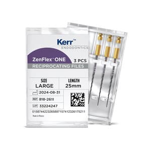 ZenFlex™ ONE Reciprocating NiTi File, Large, White, .45/.06, 25mm, 3/Pk, 818-2611 thumbnail 13