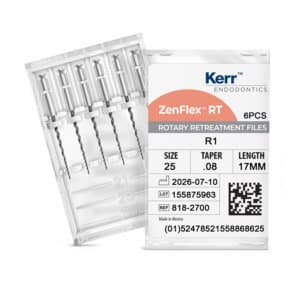 ZenFlex RT R1 NiTi Retreatment Files, 25mm, .08 Taper, 17mm Length, Refill Pack of 6, Kerr thumbnail 2