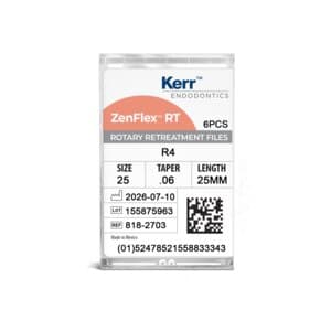 ZenFlex RT NiTi Retreatment Files, R4, 25mm, .06 Taper, 25mm Length, Pack of 6 thumbnail 2