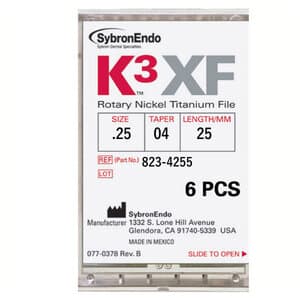 K3XF NiTi Rotary Files, .04 Taper, #25, 25 mm, Red, 6/Pk, 823-4255 thumbnail 13