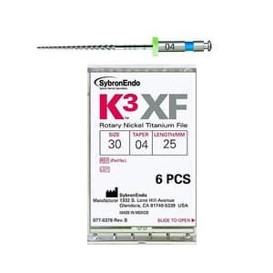 K3XF NiTi Rotary Files, 25 mm, .04 Taper, #30, Blue, 6/Pk, 823-4305 thumbnail 13