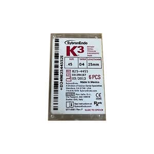 K3 Nickel-Titanium Rotary Endodontic Files, 25 mm, 0.04 Taper, #45, White, 6/Pk, 825-4455 thumbnail 7
