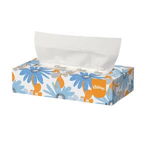 Kleenex Facial Tissue, White, 2-Ply, Flat Box, 125 Tissues per Box, Case of 12 - KIM CLARK FACIAL TISSUE WHITE 125PK CS/12 - Image 1