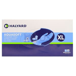 Halyard AQUASOFT Nitrile Exam Gloves, Powder Free, Blue, Extra Large, 300/Box - AQUASOFT NITRILE PF GLOVES BOX 300 X-LARGE - Image 1