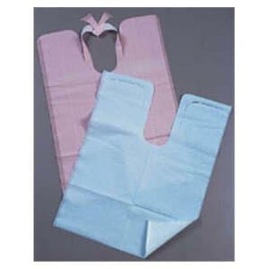 TIDI Everyday Polytowels Blue Tie-On Bib, 18" x 25", 1-Ply Tissue/Poly, 250 per Case - Polytowels 18X25 Blue Tie-On Bib (250) - Image 1