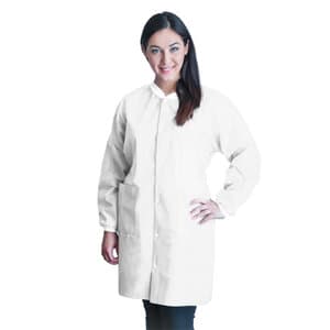 FitMe Lab Coat, White, Small, Knit Cuff, Knit Collar, 3 Pockets, Snap Front, 10/Bag, UGC-6602-S thumbnail 9