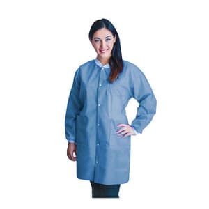 FitMe Lab Coat, Knit Cuff & Collar, Snap Front, 3 Pockets, Ciel Blue, XX-Large, 10/Bag, UGC-6603-XXL thumbnail 3