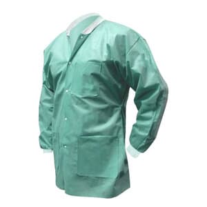 FitMe Disposable Lab Coat, Medium, Teal/Green, Knit Cuff, Snap Front, 10/Bag, UGC-6605-M thumbnail 9