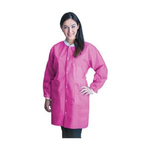 FitMe Lab Coat, Raspberry Pink, XX-Large, Knit Cuff, Snap Front, 10/Bag, UGC-6609-XXL thumbnail 9
