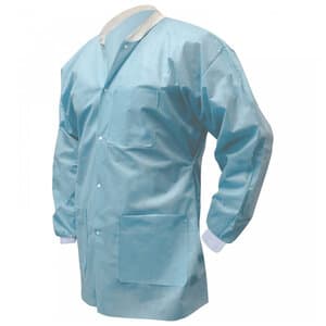Dukal FitMe Disposable Lab Jacket, Sky Blue, Large, 10/Pack, UGJ-6501-L thumbnail 8