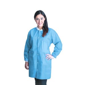 Dukal FitMe Disposable Lab Jacket, Sky Blue, Small, 10/Pack, UGJ-6501-S thumbnail 7