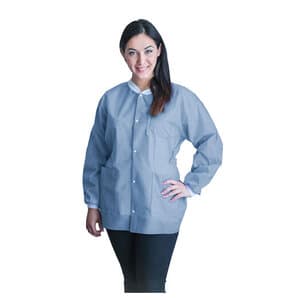 FitMe Disposable Lab Jacket, Medium, Ciel Blue, 10/Bag, UGJ-6503-M thumbnail 8