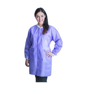FitMe Disposable Lab Jacket, XX-Large, Lavender/Purple, Knit Cuff & Collar, Snap Front, 10/Pack, UGJ-6504-XXL thumbnail 6