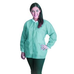 FitMe Disposable Lab Jacket, Medium, Teal/Green, 10/Pack, UGJ-6505-M thumbnail 7