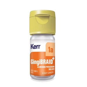 Kerr GingiBRAID+ Braided Retraction Cord, Aluminum Potassium Sulfate 10%, Size 1A Small, Yellow/Purple Strand, 72 in, #13211 thumbnail 6