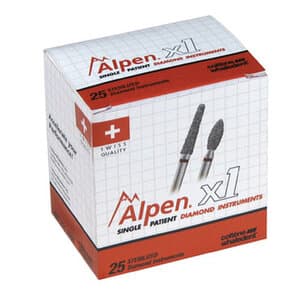 Alpen x1 Single-Use Diamond Bur, FG, Football #368, Coarse, 1.6 mm, 25/Pkg, X368C016 thumbnail 6
