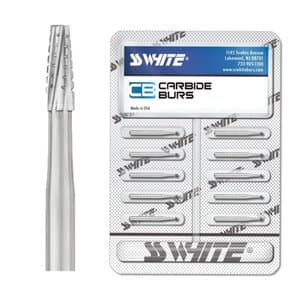 SS White #702 Oral Surgery Carbide Bur, HP Shank #4, Cross-Cut Tapered Fissure, Flat End, 44.5 mm, Sterile, 10/Pk, 30054 thumbnail 7