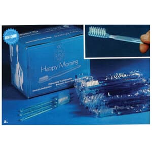 Hager Worldwide Happy Morning Disposable Toothbrush, Single-Use, Soft Bristles, Without Toothpaste, 100/Box, 605403 thumbnail 12