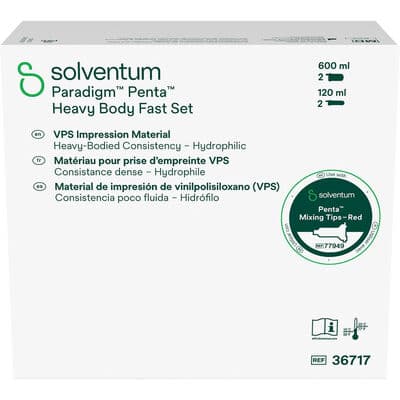 Solventum (3M) Paradigm Penta VPS Impression Material, Heavy Body, Fast Set, Refill, 2 x 300 ml Base + 2 x 60 ml Catalyst, 36717 thumbnail 19