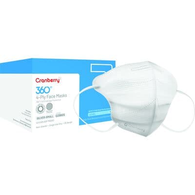 Cranberry 360 4-Ply Earloop Face Masks, ASTM Level 3, Anti-Fog, Latex-Free, Small, Silver, 40/Box, Q2860S thumbnail 21