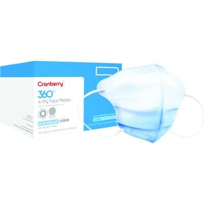Cranberry 360 4-Ply Earloop Face Masks, ASTM Level 3, Anti-Fog, Latex-Free, Regular, Blue, 40/Box, Q2861B thumbnail 24
