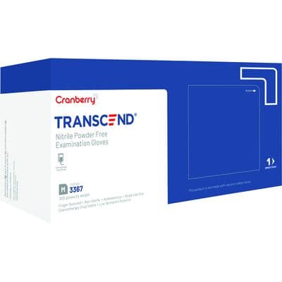 Cranberry Transcend Nitrile Powder-Free Exam Gloves, Medium, Matte Blue, 300/Box, CR3367 thumbnail 24