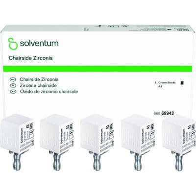 3M/Solventum Chairside Zirconia Crown Block Refill for CEREC, Shade A3, 20 mm, 5/Pkg, 69943 thumbnail 17