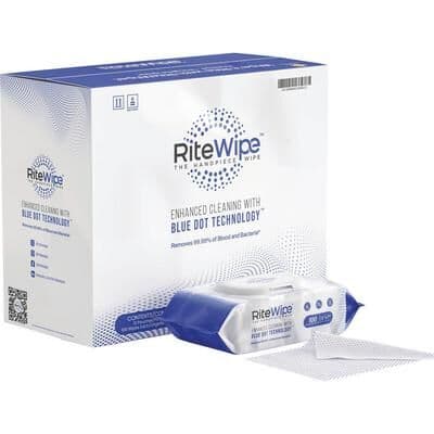 RiteWipe Handpiece Cleaning Wipes, 5" x 7", Blue Dot Technology, Alcohol & Chloride Free, 100 Wipes/Pouch, 121100 thumbnail 7