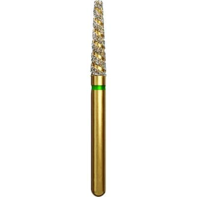 Alpen TurboCut Multi-Use Diamond Bur, FG, Coarse, Green Ring, Flat End Taper, 1.8 mm Head Diameter, 8 mm Head Length, 5/Pkg, #847T-018 thumbnail 6