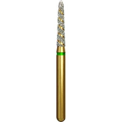 Coltene Alpen TurboCut Diamond Bur, FG, Coarse, Tapered Torpedo/Curettage, 1.6 mm Head Diameter, 8 mm Head Length, Green Ring, 5/Pkg, #878K-016 thumbnail 6