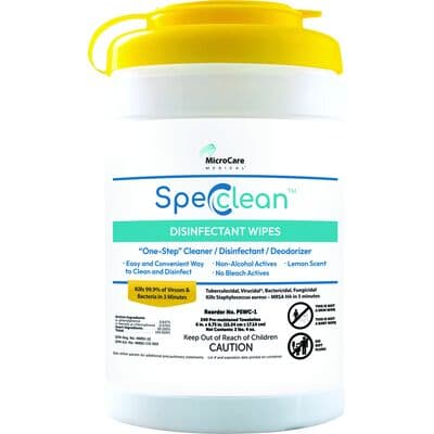 Spec Clean Disinfectant Wipes, 6" x 6.75", 240 Wipes/Canister, Lemon Scented, Alcohol-Free, PSWC-1 thumbnail 6
