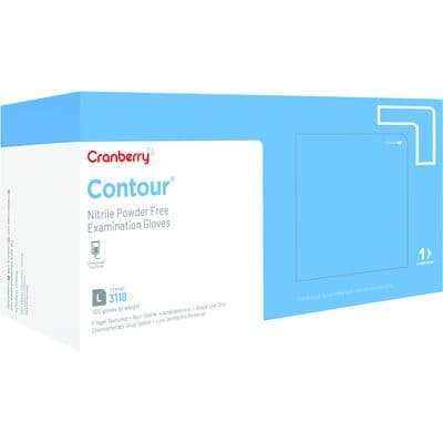 Cranberry Contour Powder-Free Nitrile Exam Gloves, Latex-Free, Blue, Large, 100/Box, CR3118 thumbnail 16