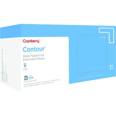 Cranberry Contour Powder-Free Nitrile Exam Gloves, Blue, Extra Large, 100/Box, CR3119 thumbnail 14