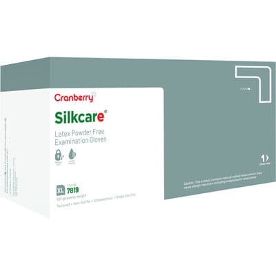 Cranberry Silkcare Powder-Free Latex Exam Gloves with Lanolin & Vitamin E, Extra Large, White, 100/Box, CR7819 thumbnail 13