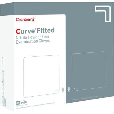 Cranberry Curve Fitted Powder-Free Nitrile Exam Gloves, White, Size 6.5, 100/Box, CR3425 thumbnail 12