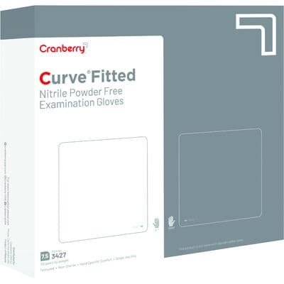 Cranberry Curve Fitted Nitrile Exam Gloves, Powder Free, Non-Sterile, White, Size 7.5, 100/Box, CR3427 thumbnail 15